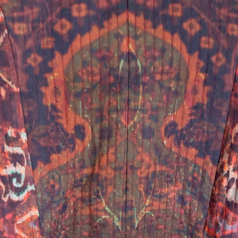 Soft Surroundings Long batik Coatigan in Burgundy Red / brown and rust - Picture 10 of 10